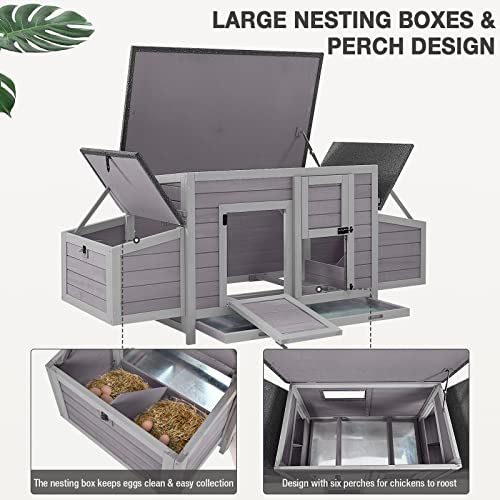 Large Chicken Coop - Unique Folding Design for Easy to Set Up - Chicken House for Outdoor with Two Nesting Box, Leakproof Pull-on Tray, and UV-Resistant Roof Panel