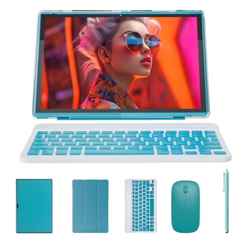 ATOZEE 10 in Tablet 2 in 1 Android 14 Tablets with Keyboard 10 inch Tabletas, Include Mouse Stylus Pen Case, 6000mAh 6GB+32GB ROM 1TB Expandable Tableta, 2MP+8MP Dual Camera, WiFi-6 BT Tablet PC.