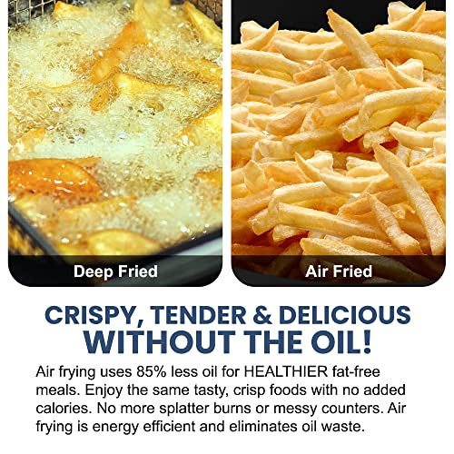 Elite Gourmet EAF0852SS 8.5Qt. Capacity Air Fryer Oven, Air Fry, Broil, Toast, Bake & Broil with Convection, Time and Temperature Controls, 800-Watts, Includes 25 Delicious Recipes, Stainless Steel