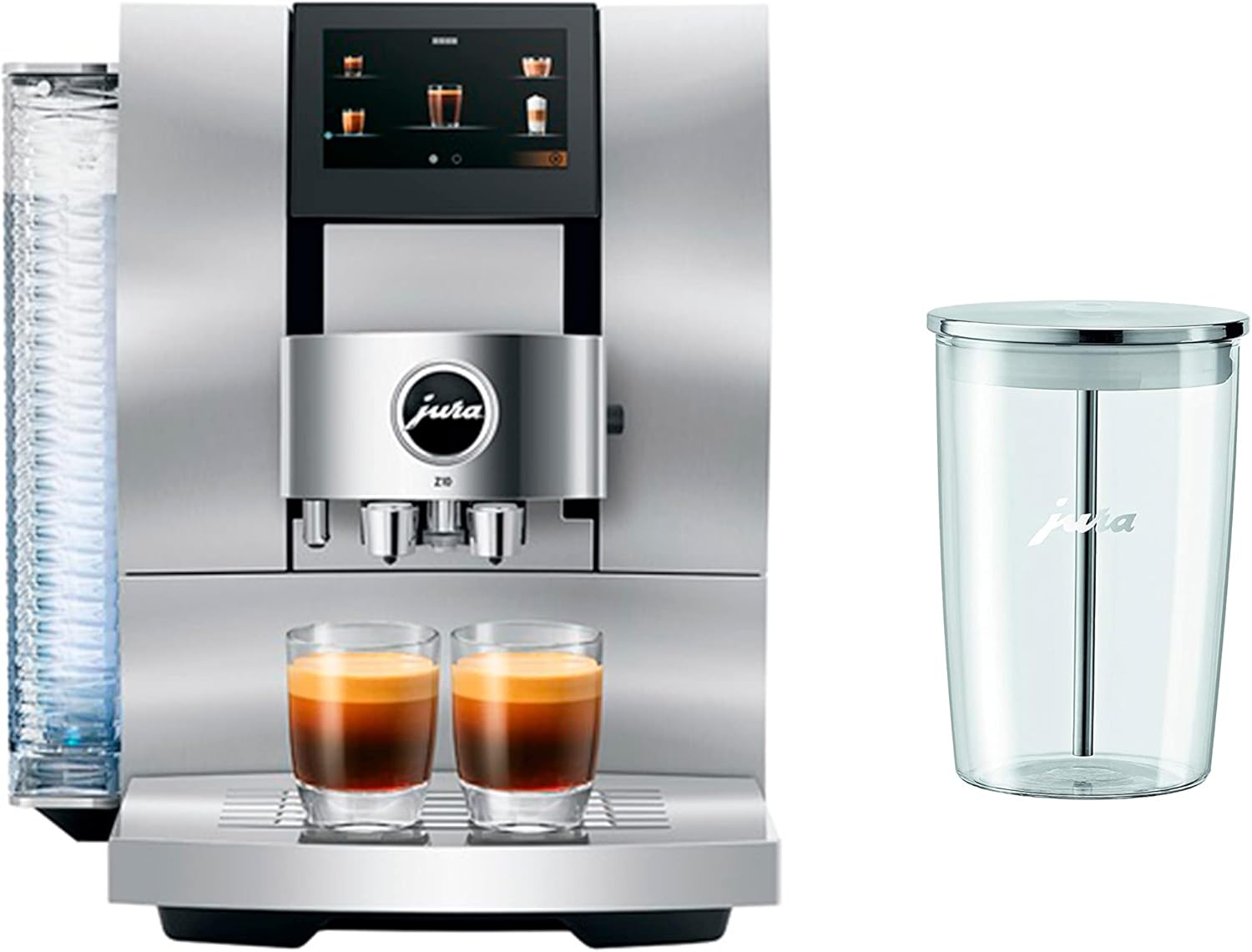 Jura Z10 Fully Automatic Coffee Machine Aluminum White with Glass Milk Container, 16.9 Oz