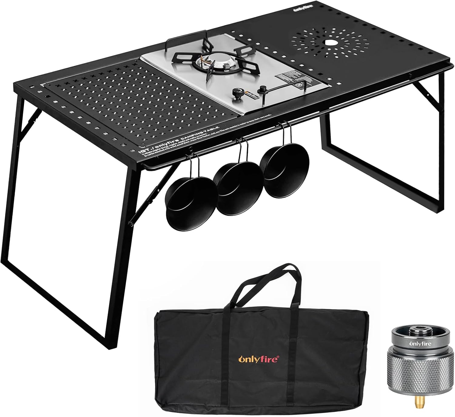 Onlyfire IGT Camping Table Kit with Gas Stove and Carrying Case, Folding Camp Table, Portable Camping Table IGT Unit Combination Table for Camping, Picnic, RV Trip, Backyard Party, GS337