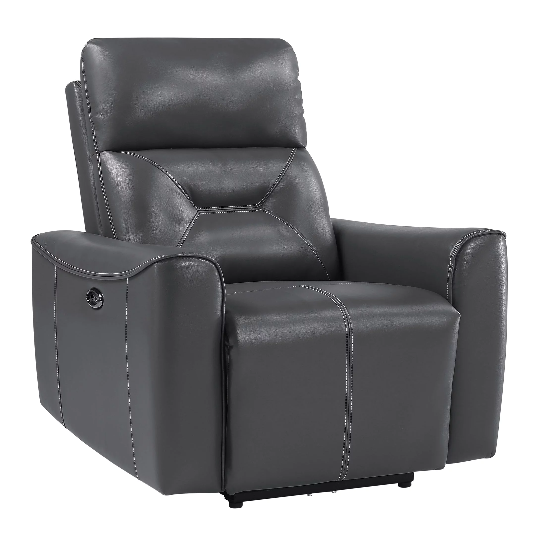 OakvillePark Betong Faux Leather Upholstered Power Reclining Chair, Dark Gray