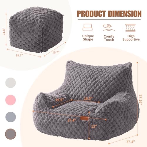 Big Bean Bag Chairs for Adults Cozy Giant Bean Bag Sofa Chair, Gaming Bean Bag Chairs with Foot Rest, Lounge Comfy Chair Indoor for Bedroom, Living Room