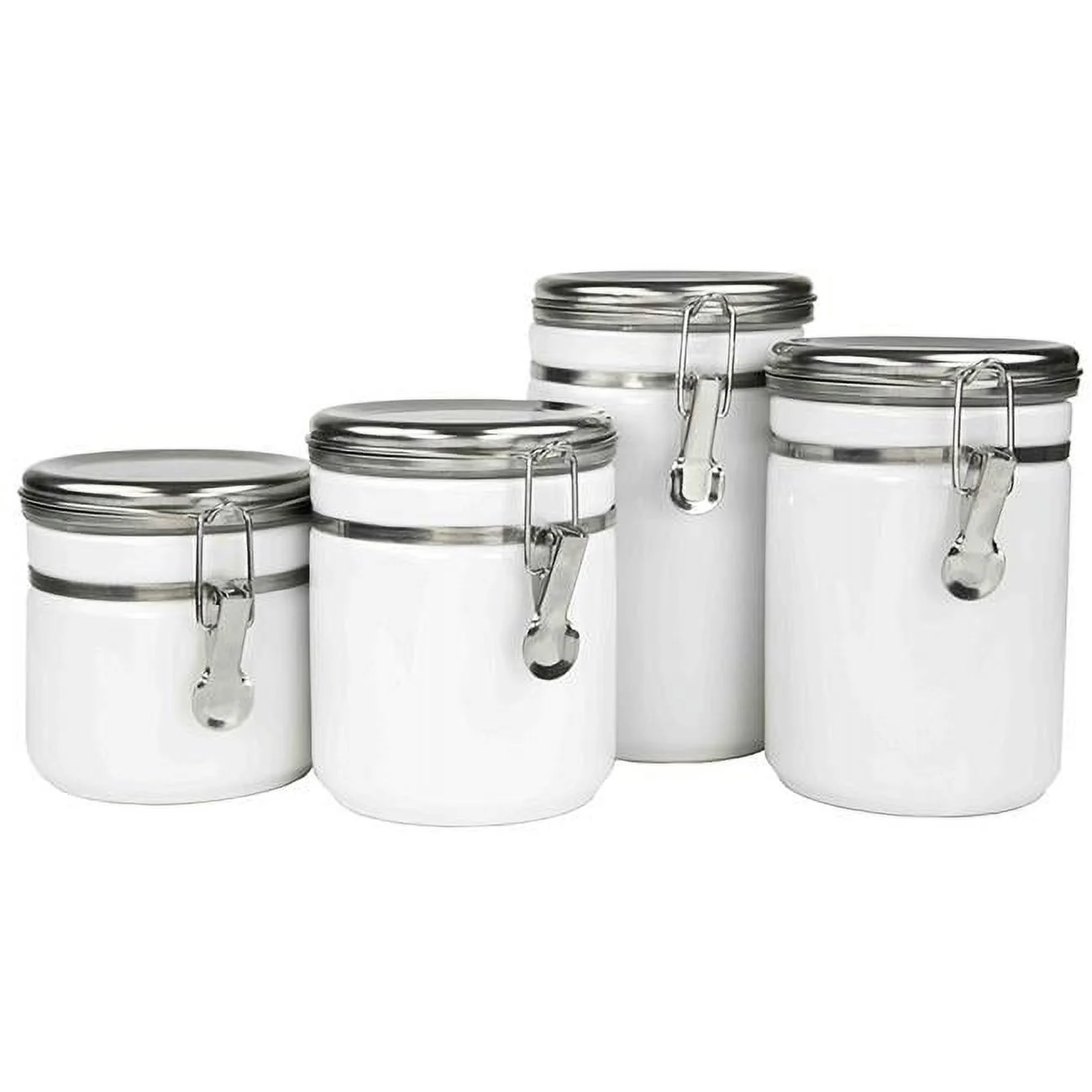 Home Basics 4 Piece Canister Set with Stainless Steel Tops