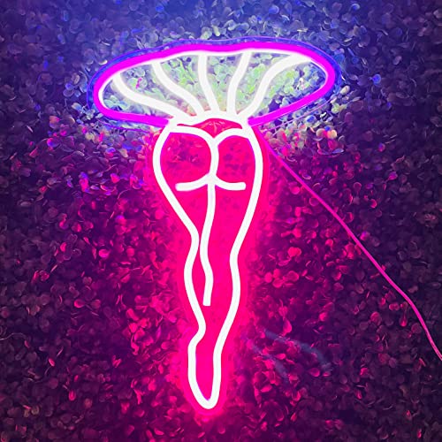 Lady Mushroom Neon Light LED Night Lights USB Connected Sign Neon Sign for Man Cave Home Bar Bedroom Wall Decor Party Art Decoration (3.Purple)