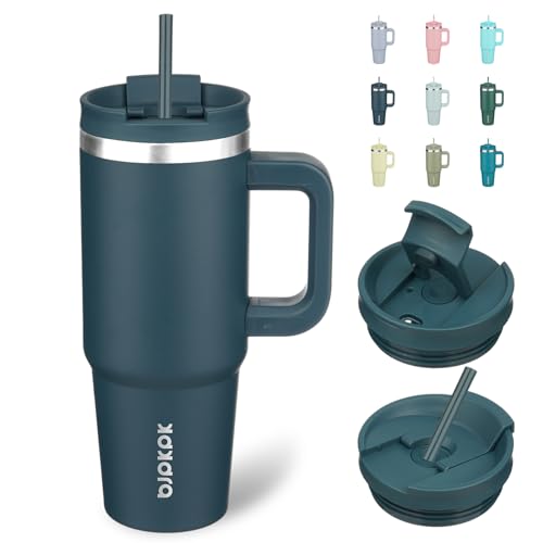 BJPKPK Tumbler With Handle 30 oz Stainless Steel Insulated Tumbler With Lid And Straw For Water Or Ice Coffee,Oasis