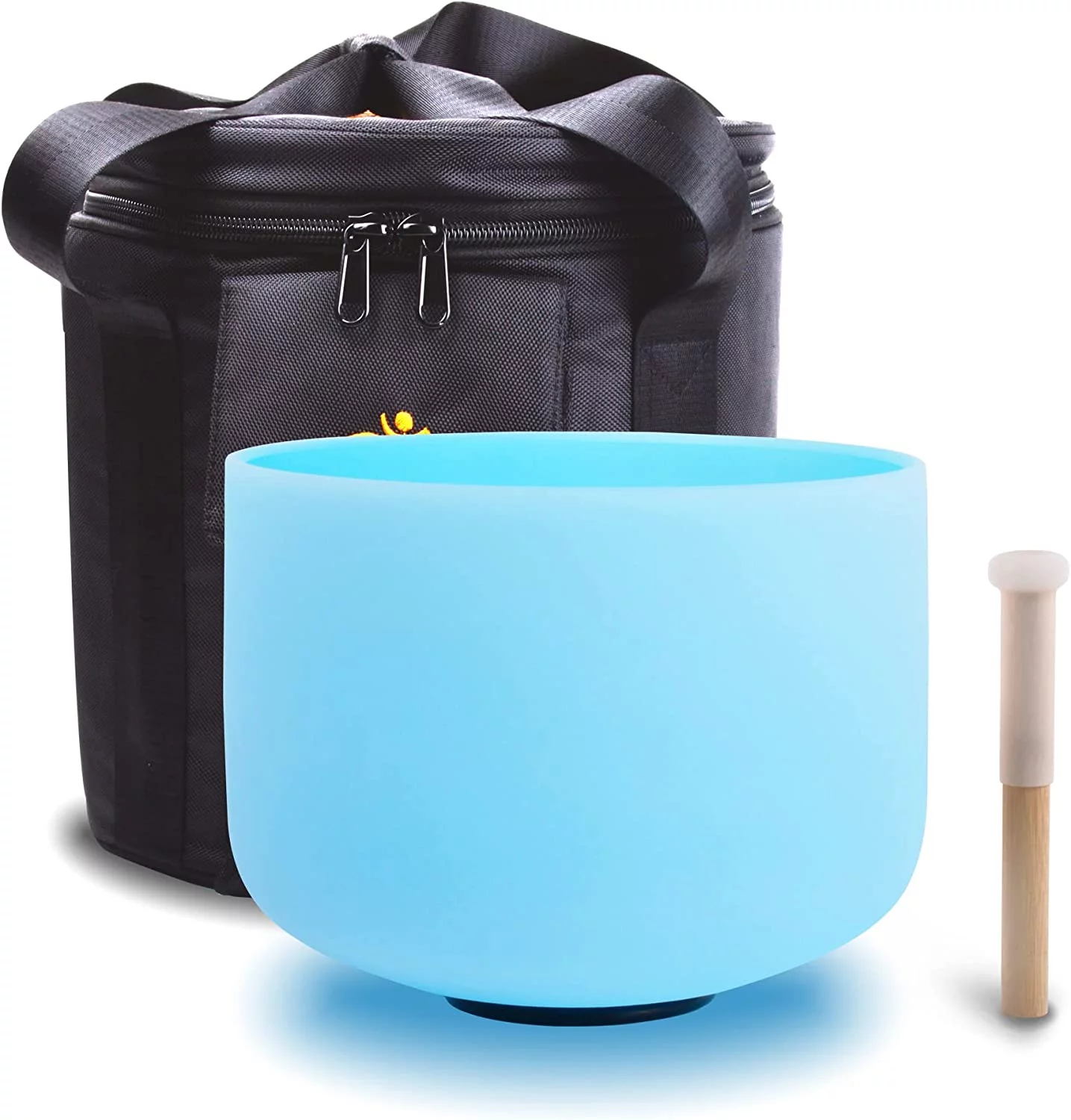 FMTY 10 inch G note (Throat) Frosted Quartz Crystal singing bowl with carrying bag and mallet set sound bowl for healing Mindfulness, Meditation, Yoga, Spiritual and Body Healing Chakra Bowl