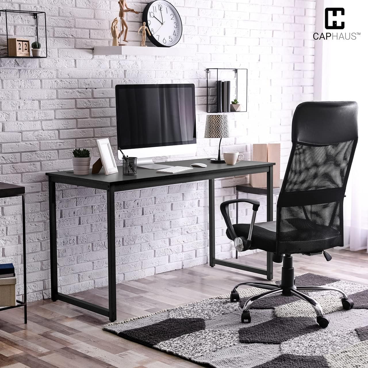 55 Inch Computer Desk, Home Office Desk, Modern Work Desk, Writing Desk For Small Space, Simple Desk For Home Use & Office, PC Table, Gaming Desk, Space-Saving Workstation, Black