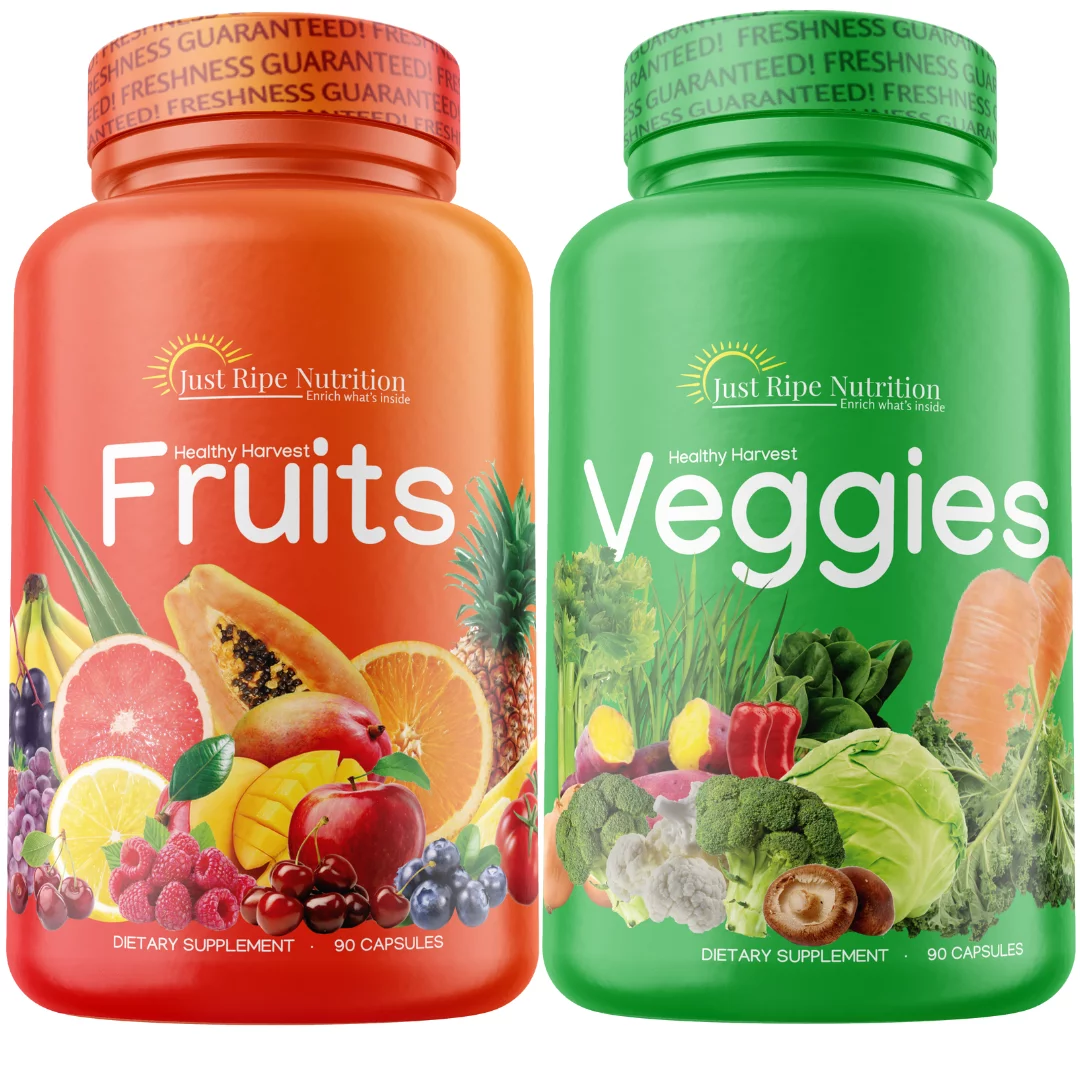 Fruits and Veggies - 90 Fruit and 90 Veggie Caps- By Just Ripe Nutrition