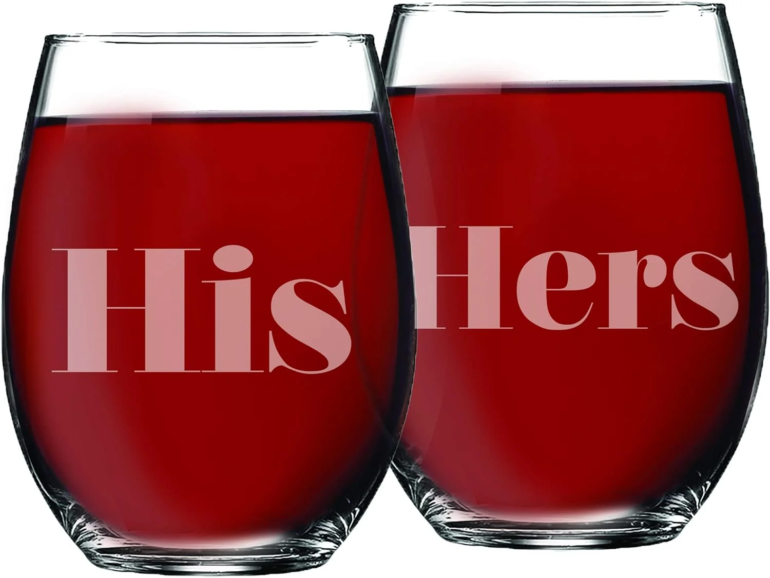 His And Hers Stemless Wine Glasses Gift Set Of 2