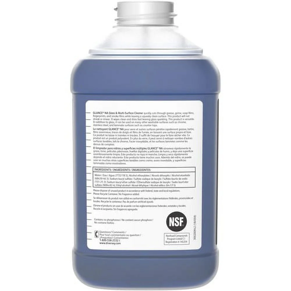 Diversey Glance HC Glass/MultiSurface Cleaner Concentrate Liquid - 84.5 fl oz (2.6 quart) - Ammonia ScentBottle - 1 Each - Blue