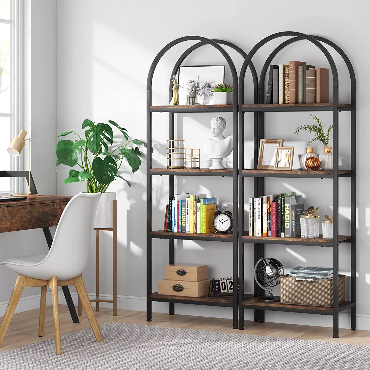 4-Tier Open Bookshelf Set of 2, 70.8