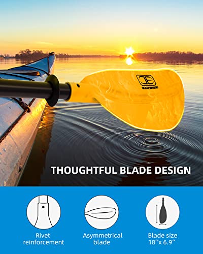 OCEANBROAD Adjustable Kayak Paddle 86in/220cm to 94in/240cm Kayaking Boating Canoeing Oar with Paddle Leash 1 Paddle