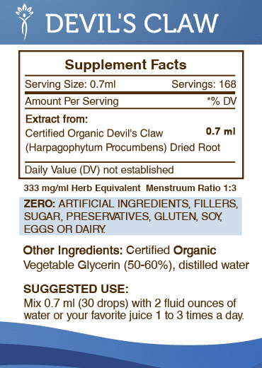 Devil's Claw Tincture Alcohol-FREE Extract, Organic Devil's Claw Harpagophytum Procumbens Healthy Joints 2x4 oz