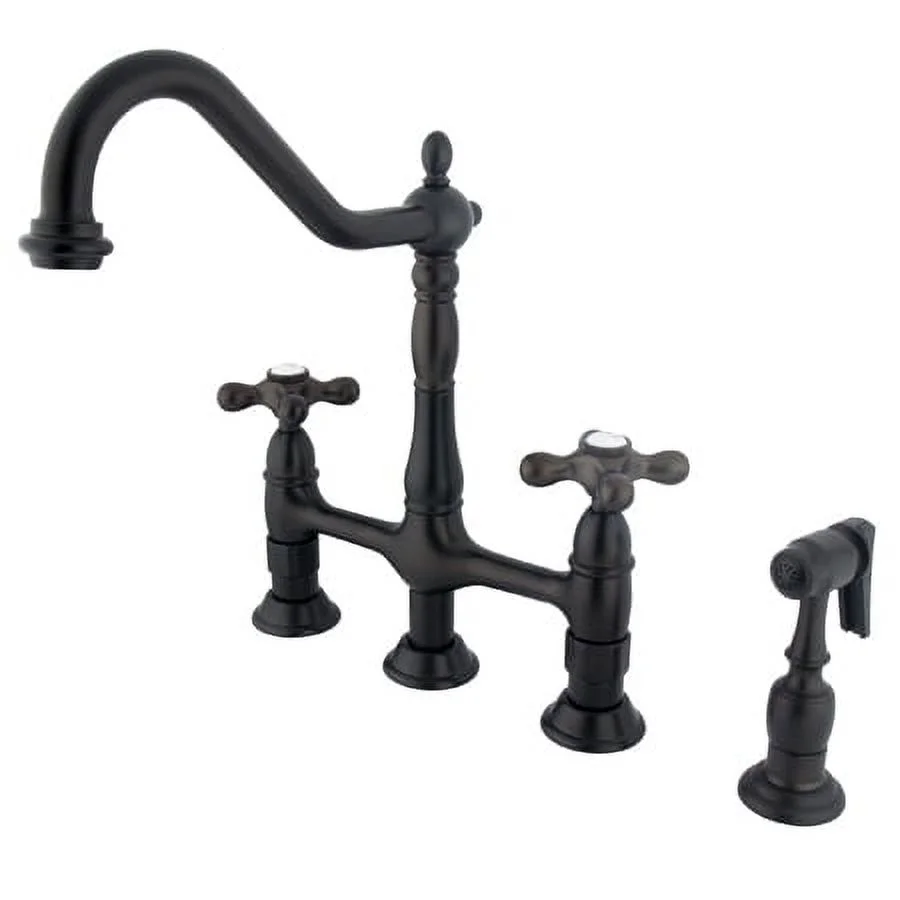 Kingston Brass KS1275AXBS 8 in. Center Kitchen Faucet With Side Sprayer