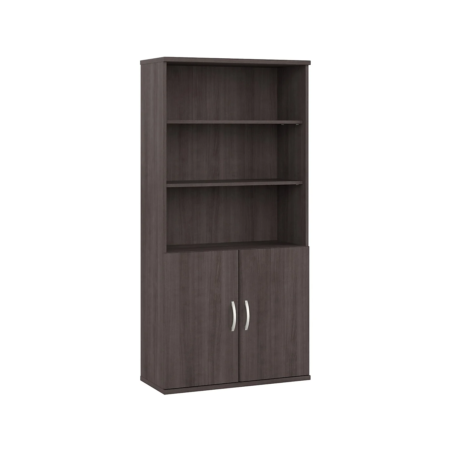 Studio A Tall 5 Shelf Bookcase with Doors in Storm Gray - Engineered Wood