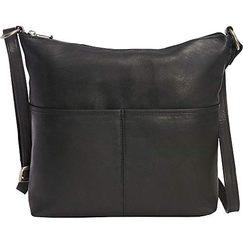 Full-Grain Colombian Leather Carefree Top-Zip Shoulder Bag with Adjustable Strap and Smart Phone Holder