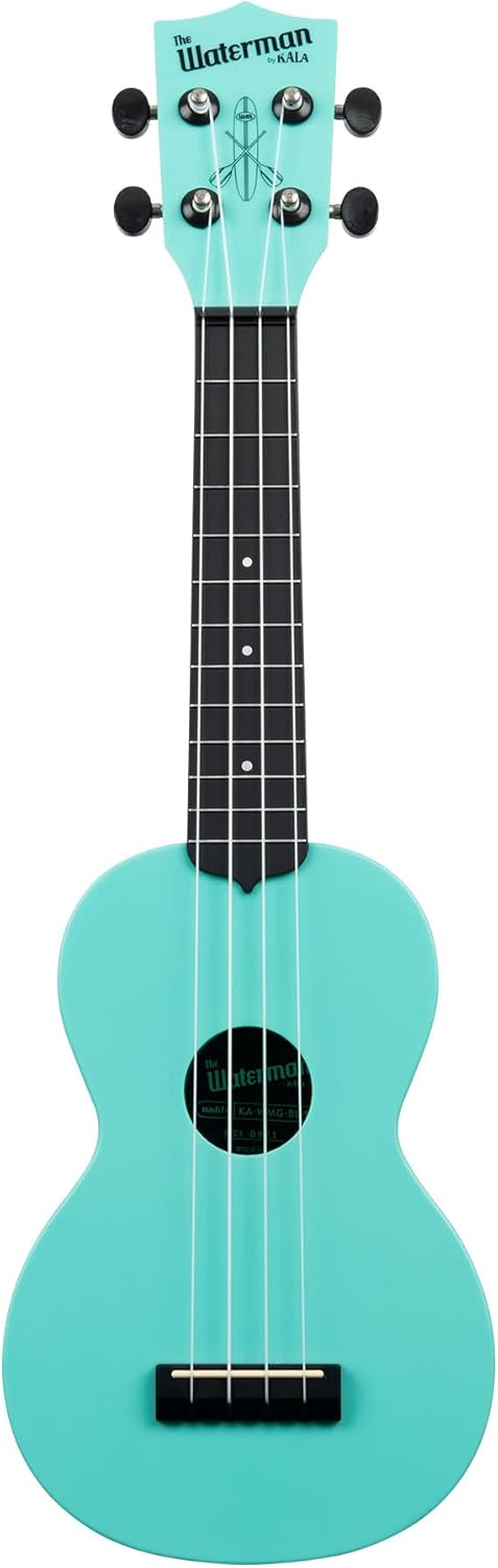 Kala Brand Music Co. The Waterman Beach Collection, 4-String Ukulele, Right, Aqua Mist, Soprano (KA-WMG-BL-S)