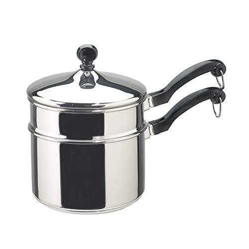 Farberware Classic Stainless Steel Double Boiler & Sauce Pan with Lids (2 Quart, 1 Quart)