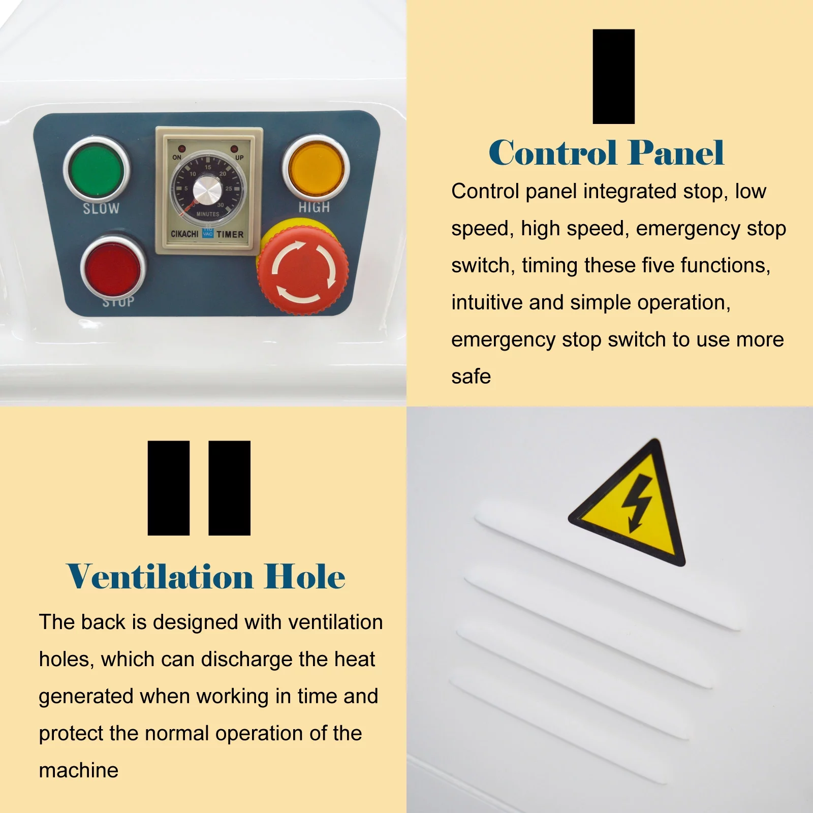 PreAsion Commercial Dough Food Mixer Dough Kneading Machine Double Speed Double Action Dough Mixer 110V 20L 1500W