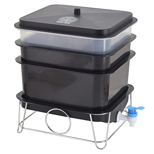 WN54 4-Tray Worm Composting Bin Kit with Coco Coir Brick for Recycling Food Waste, Worm Castings, Worm Tea, Vermiculture and Vermicomposting