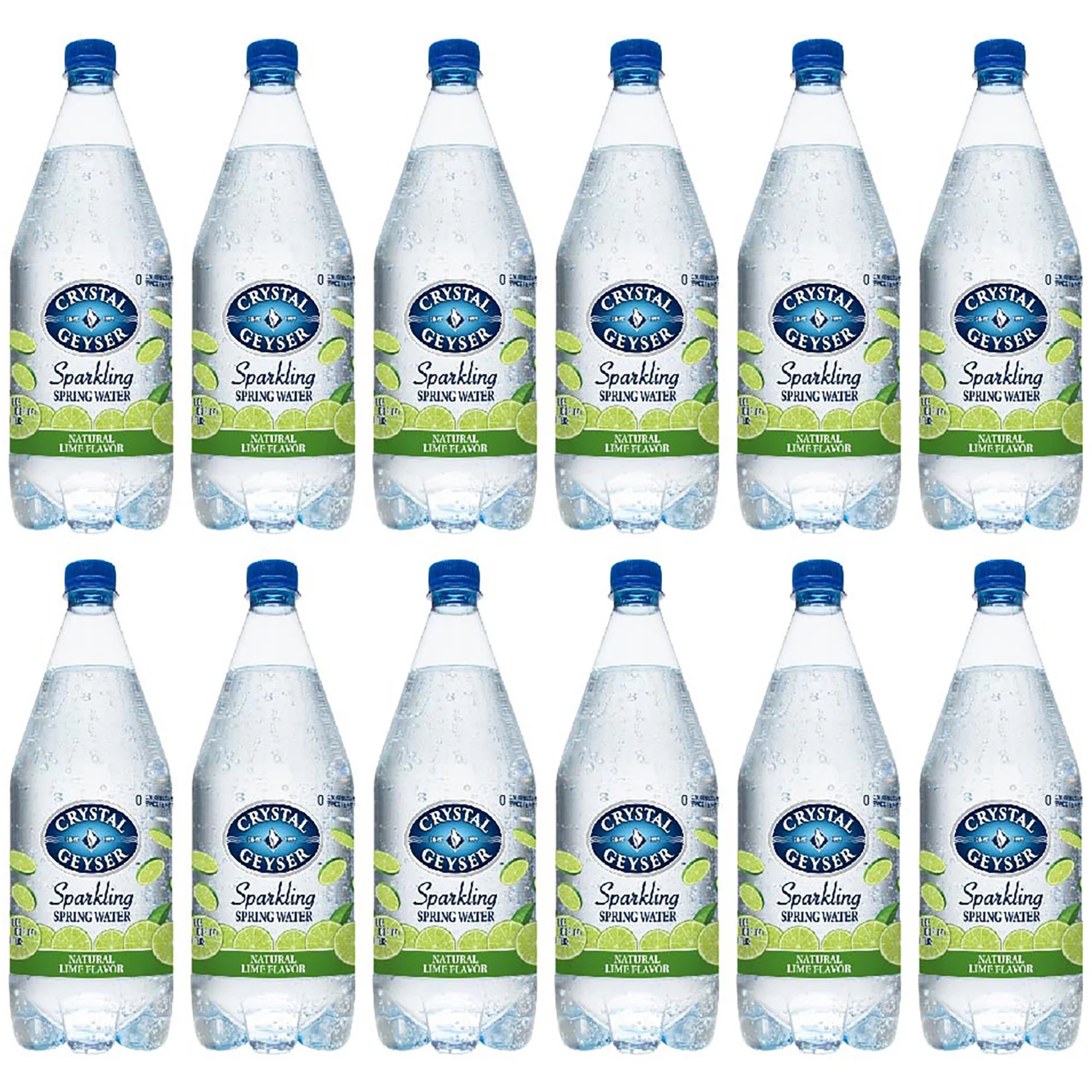 Crystal Geyser Natural Flavored Sparkling Spring Water, Lime, 12 Pack, Large 42 oz Bottles, No Artificial Ingredients or Sweeteners, Carbonated, Non GMO