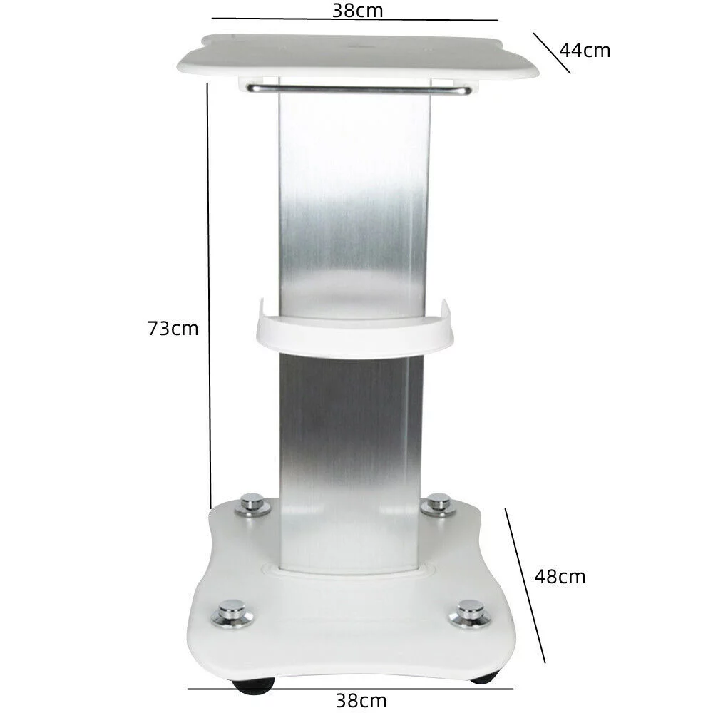 Rolling Trolley Cart Beauty Machine Stand, 4 Wheels Hair Salon Alluminum Alloy White Beauty Cart