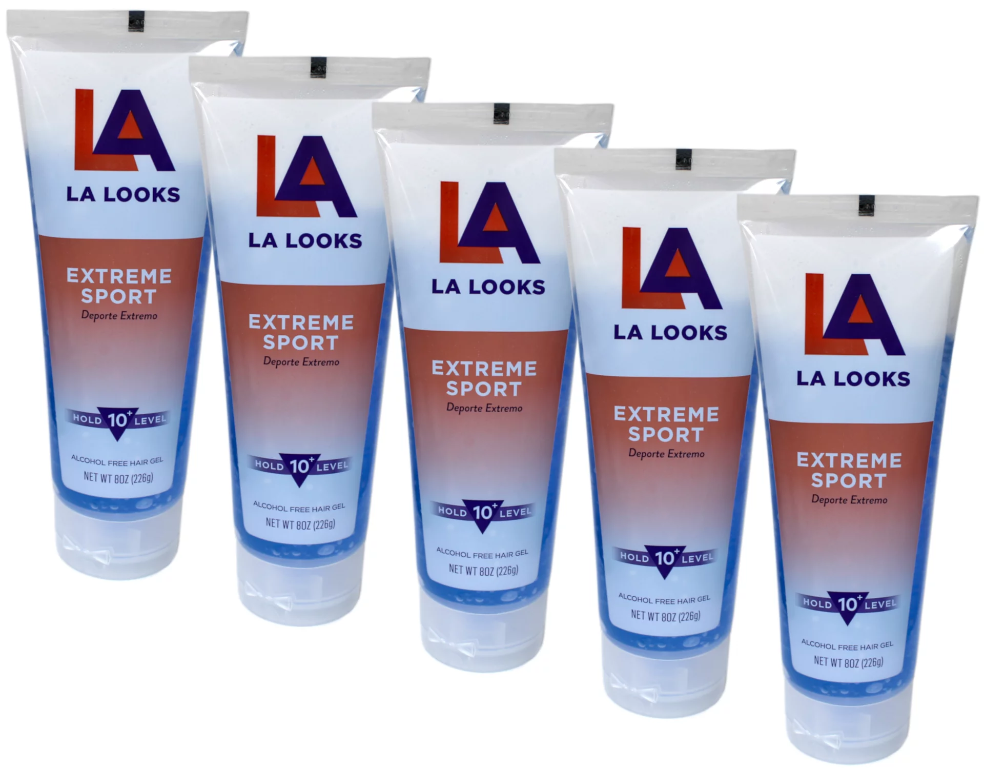LA Looks Extreme Sport Alcohol Free Hair Gel Hold Level 10 8 oz Pack of 5