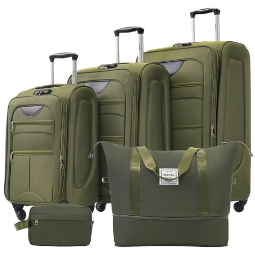 Merax Suitcase Set Softside 3-Piece Expandable Luggage with TSA Lock Spinner Wheels Lightweight Upright Luggage with Travel Bag(22/26/30 IN, Deep Blue)