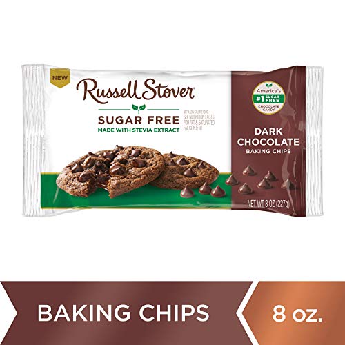 Russell Stover Sugar Free Dark Chocolate Baking Chips, Bag, brown, 8 ounce (pack of 1)