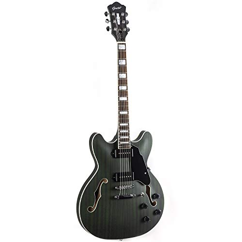 GROTE Electric Guitar Semi-Hollow Body Guitar matte finished P90 (Grey)