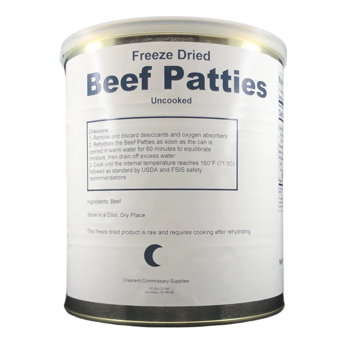 Military Surplus Freeze Dried Hamburger Ground Beef Patties Camping Emergency Food, 15-16 Thick Patties in a Can / #10 Can/25 Years Shelf Life -1 Can ✅