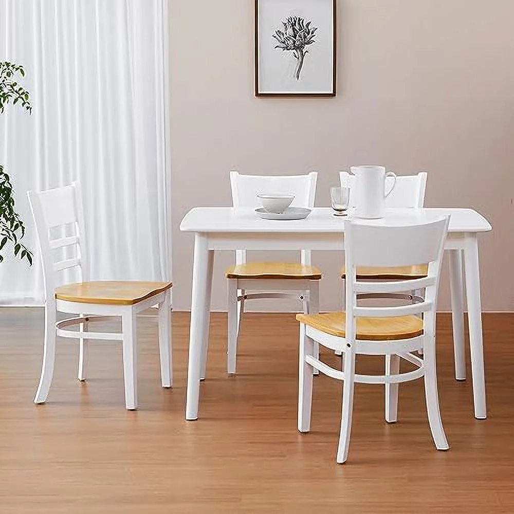 KHBIULIFE Cabin Wooden Dining Chairs Set of 2  Solid Malaysian Oak Wood Seat Ladder Back Armless Side Chairs (Walnut)