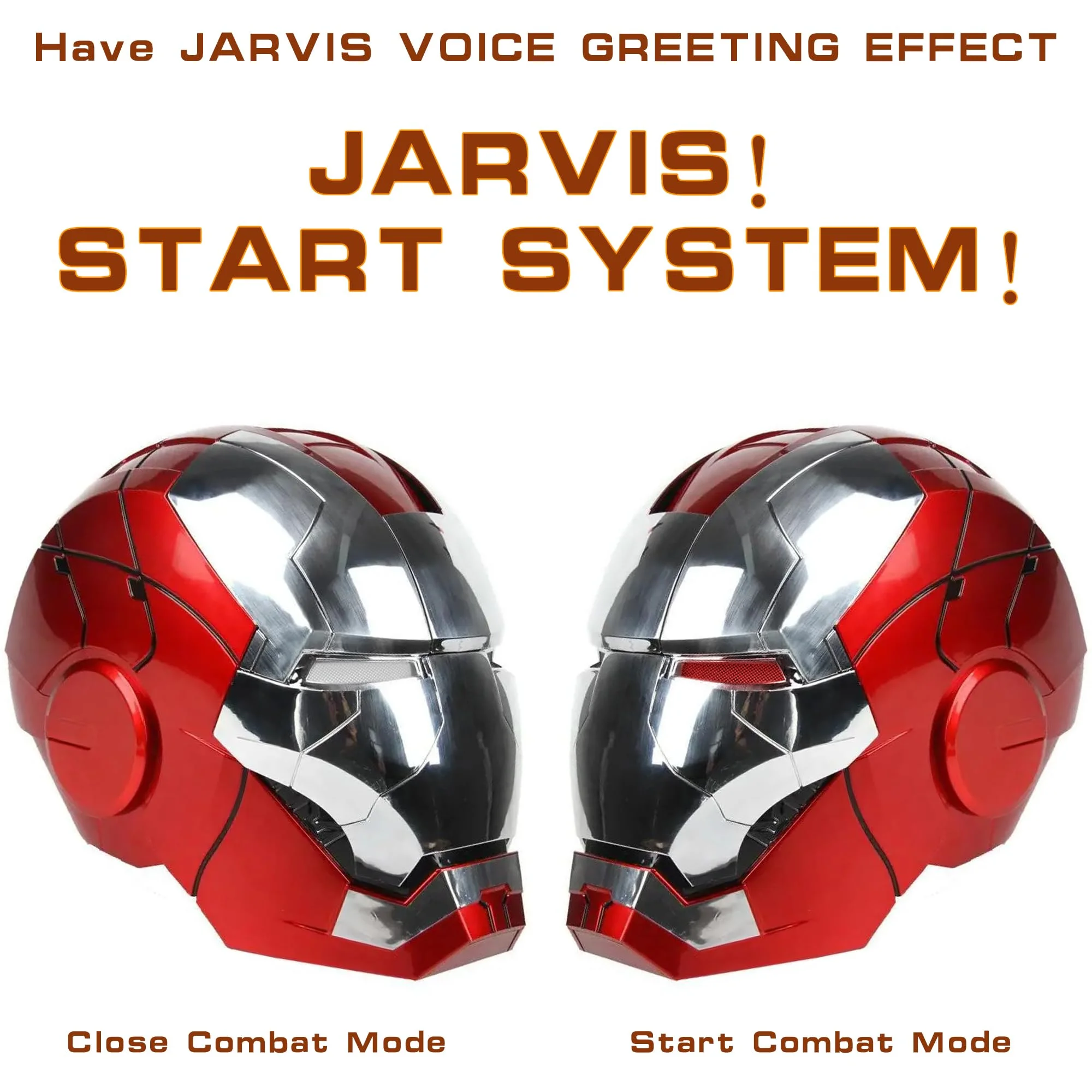 Iron Man Helmet Electronic MK5 Helmet Wearable Iron-man Mask with Sounds & LED Eyes 1:1 model, Silver