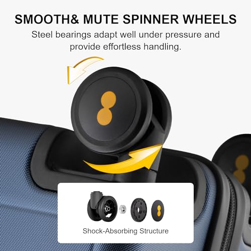 LEVEL8 Hard Shell Carry on Luggage Airline Approved, Carry-on Suitcases with Wheels, Lightweight Luminous Textured Hardside Travel Bag with Tsa Lock, 20 Inch, Black