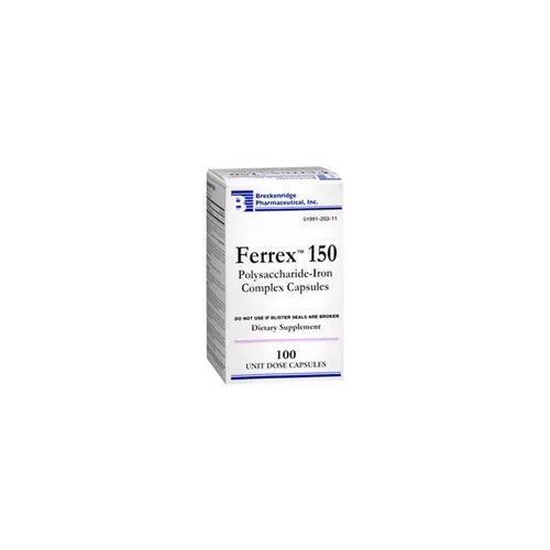 Breckenridge Ferrex 150 Polysaccharide Iron Complex Capsules 100 ea (Pack of 2)