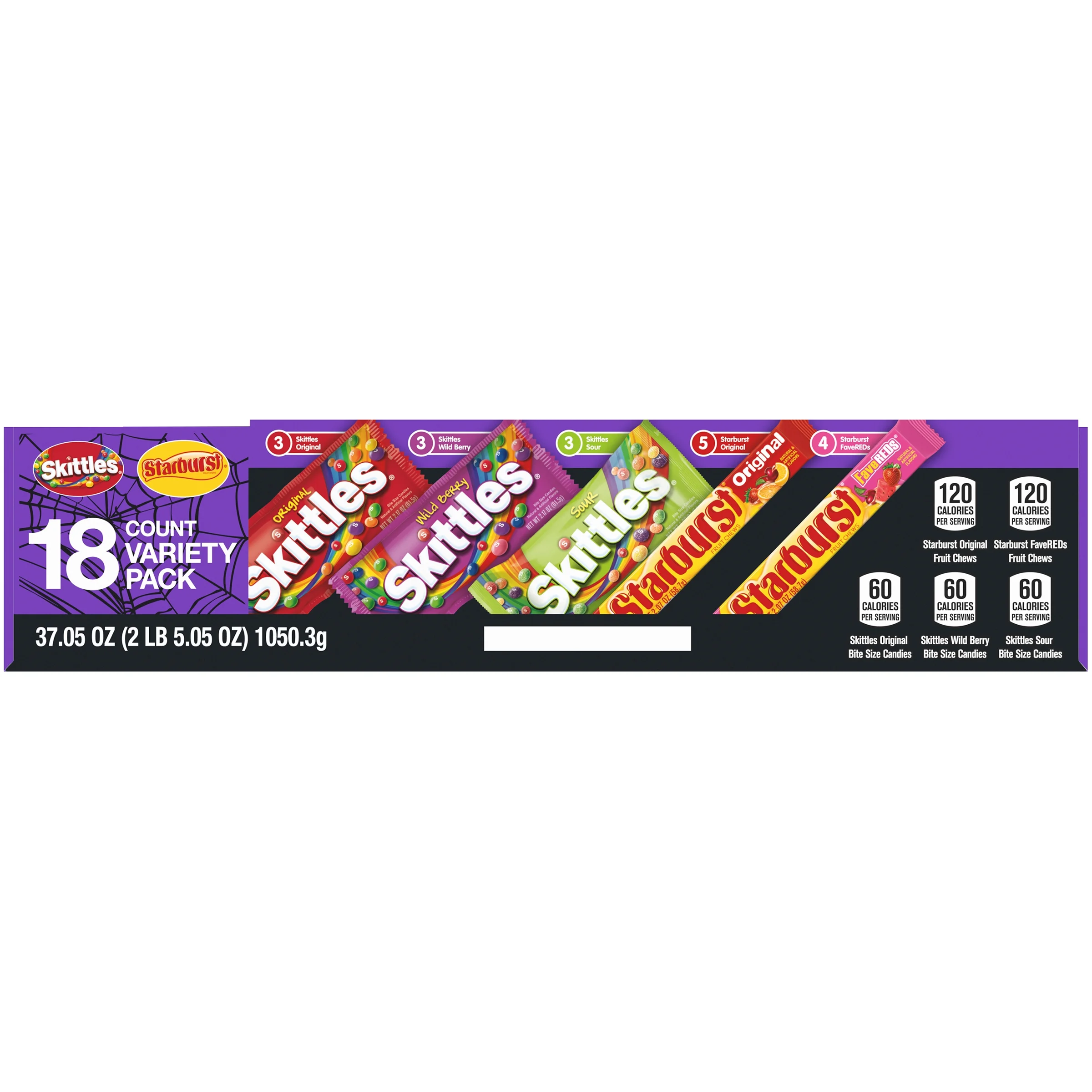 Mars Mixed Skittles & Starburst Chewy Variety Pack Halloween Candy, 18 Count Box