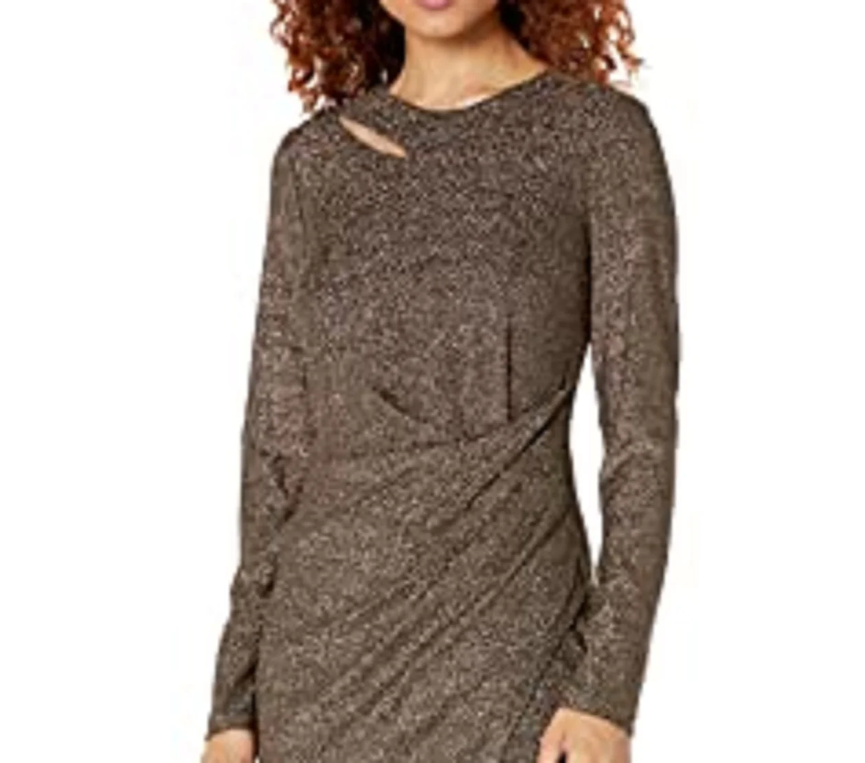 DKNY Womens Metallic Cut-Out Bodycon Dress