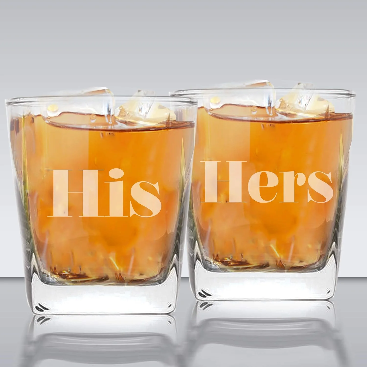 His And Hers Square Rocks Whiskey Glasses Gift Set Of 2