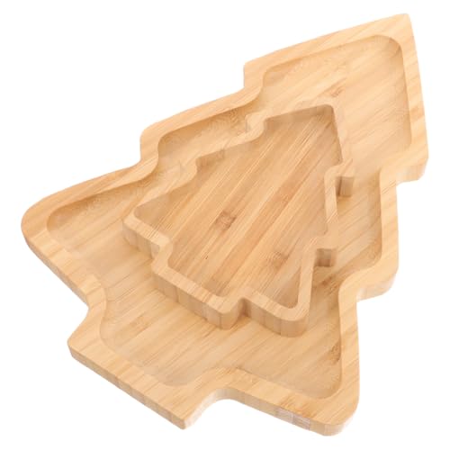 2PCS Wood Serving Platters:Christmas Tree Shaped Wooden Tray for Japanese Sashimi, Holiday Platters,Serving Charcuterie Board Decorative Cheese Cookie Trays Sandwich Dessert Snacks