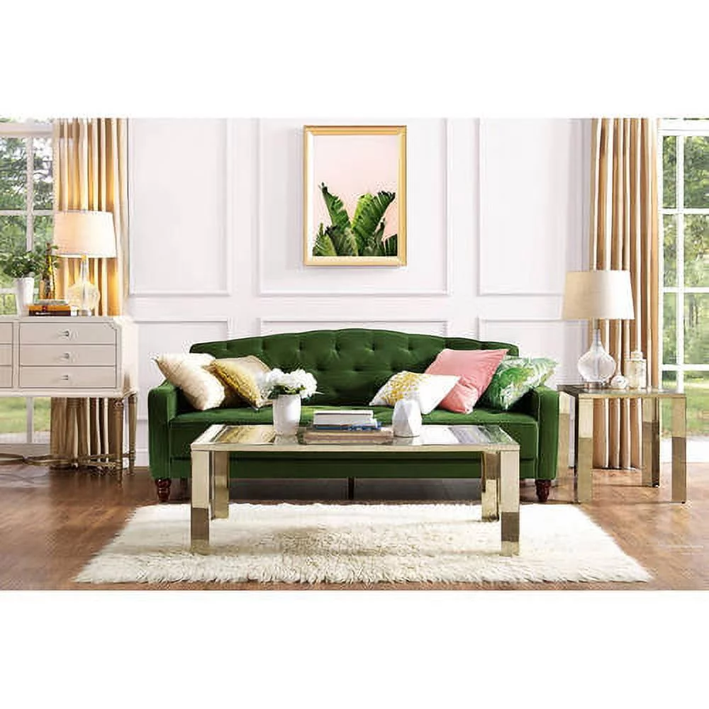 Novogratz Vintage Tufted Sofa Sleeper II, Green Velvet
