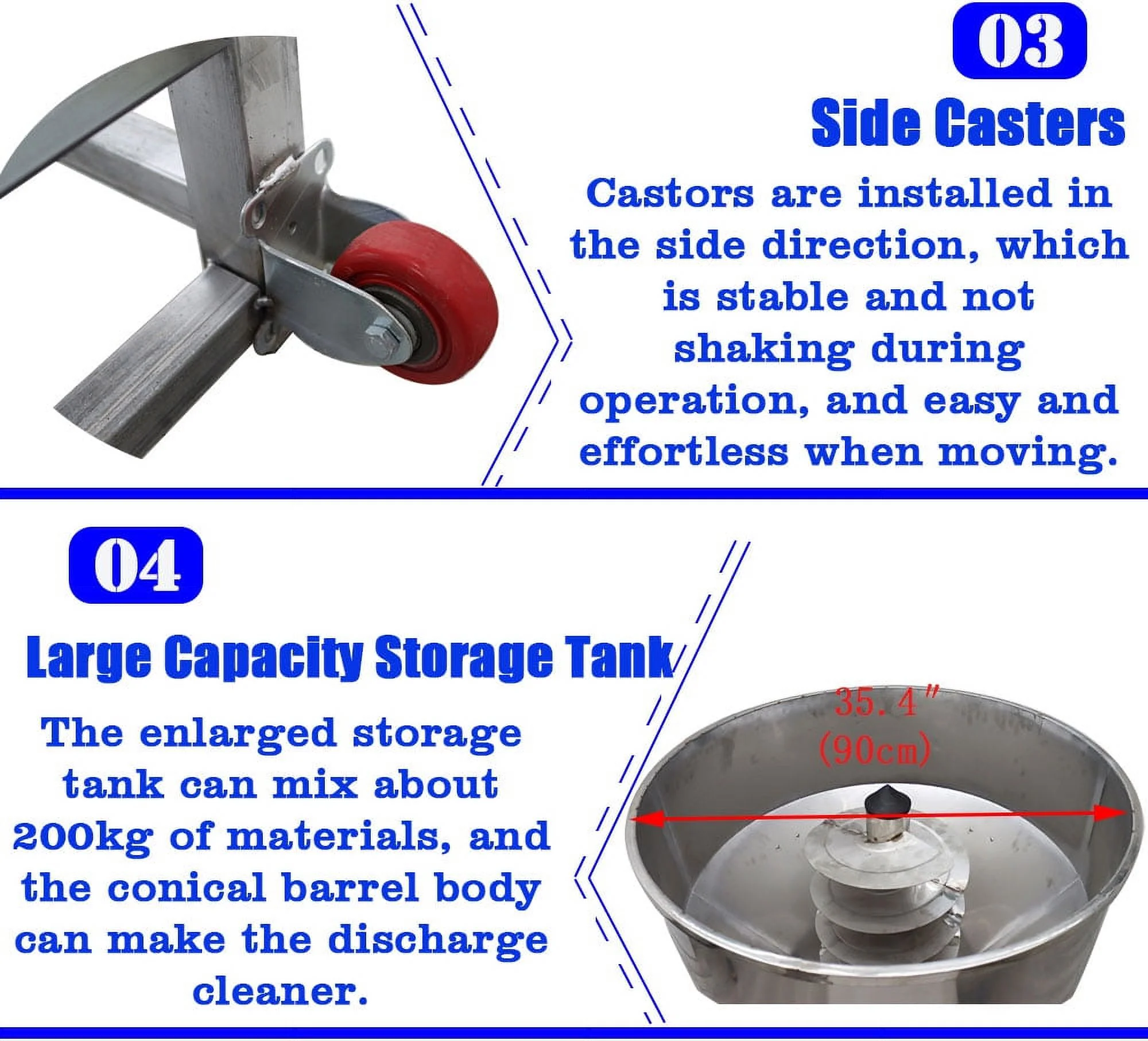 Techtongda 440Lbs Feed Mixer Granular Plastic Mixer Blender Mixing Machine Stainless Steel 220V