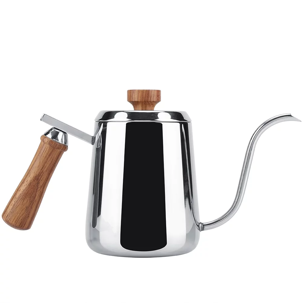 Drip Coffee Pot, Stainless Steel Coffee Pot with Long Gooseneck Spout Kettle (350ml) Modern Water Pot with Ventilation Holes on Lid