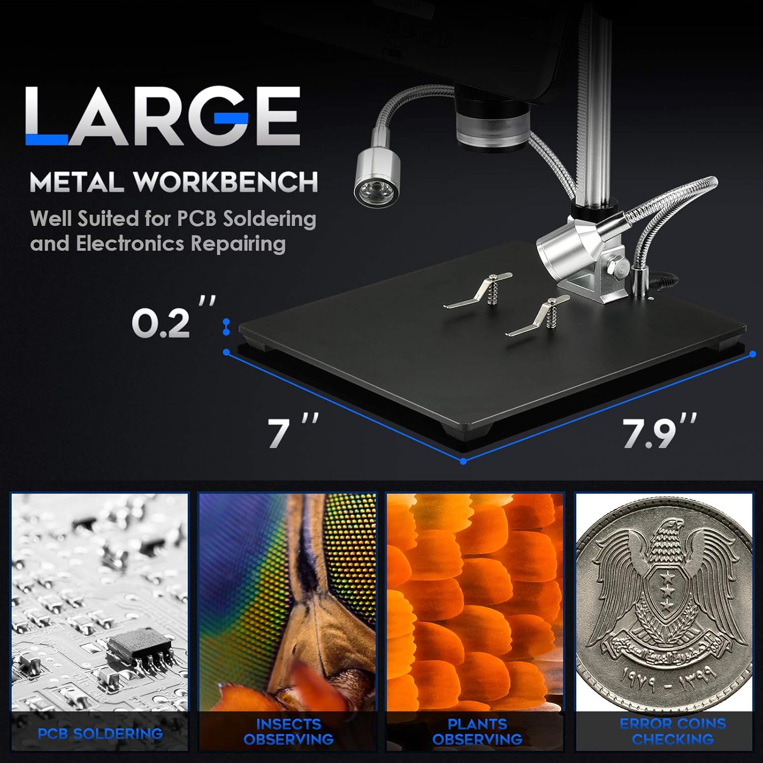 TOMLOV DM10 8.5'' Digital Microscope 50X-1300X Soldering Microscope, UHD Video Microscope with 12MP Ultra-Precise Camera Sensor for Adults, SD Card Include