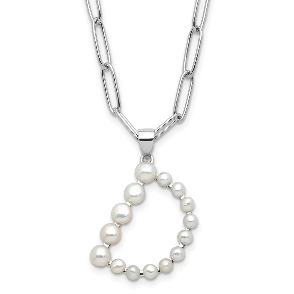 Auriga 925 Sterling Silver RH-plated 3-5.5 mm FWC Pearl LETTER D 18in Necklace for Women 18