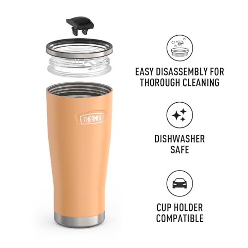 THERMOS ICON SERIES, Stainless Steel Cold Tumbler with Slide Lock, 24 Ounce, Sandstone