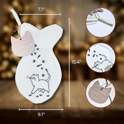 Cat Christmas Stocking, Christmas Stocking for Cat, Cute Pet Cats Xmas Stockings with Paw Print Design, Holiday Fireplace Decor, Gift for Cats Lovers, Perfect Pet Stockings for Christmas