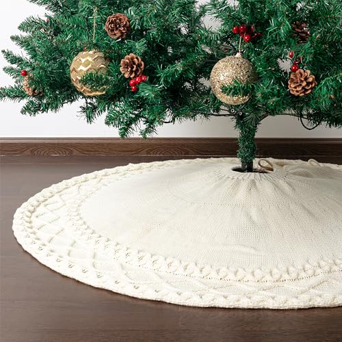 Mr. Pen- Christmas Tree Skirt 48 inches, Knitted Christmas Skirt Tree, Xmas Tree Skirt