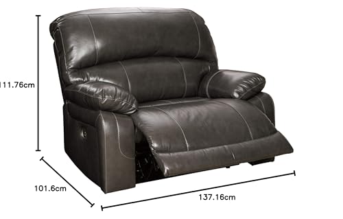 Signature Design by Ashley Jesolo Modern Faux Leather Manual Pull Tab Double Reclining Sofa, Dark Brown