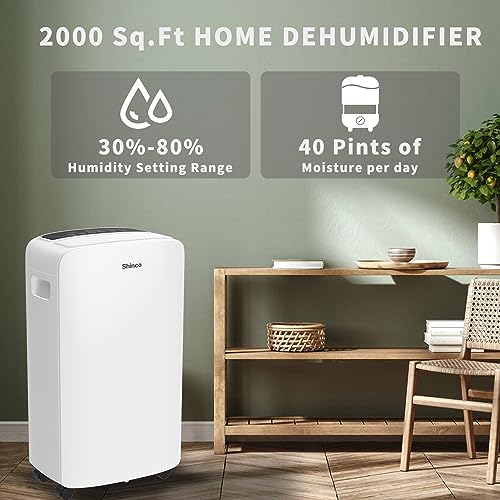 Shinco 6,000 Sq.Ft Energy Star Dehumidifier with WIFI, Ideal for Large Rooms and Home Basements, Efficient Moisture Removal with Adjustable Humidity Control, 1.32 Gallons Water Tank